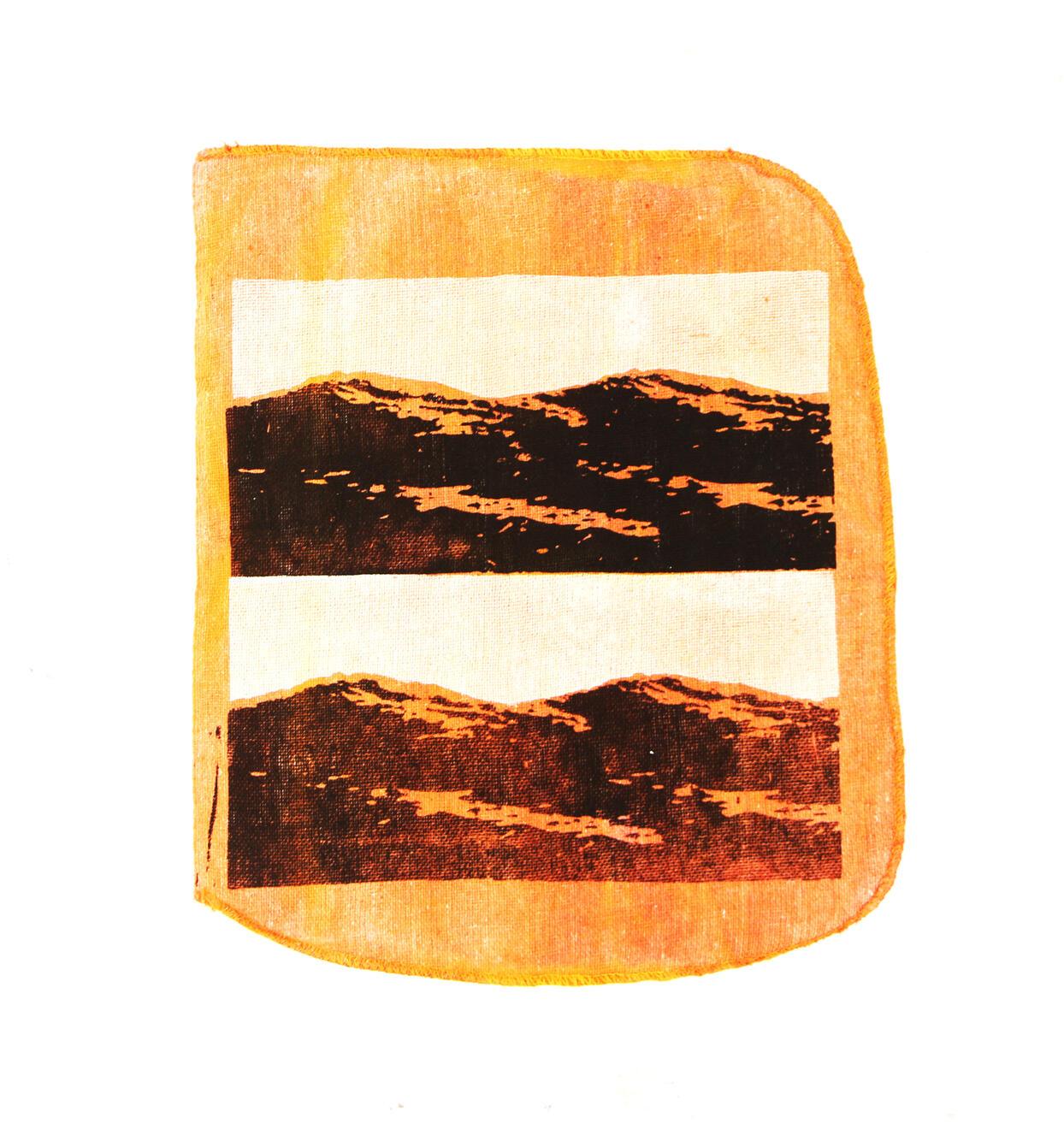 "Home (single print)", 2023, ink on shop rag, 12" × 14".